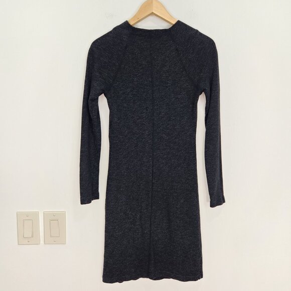 James Perse Dress Size 1 Small Black Raglan Long Sleeve Cowl Neck Sheath - Picture 3 of 10